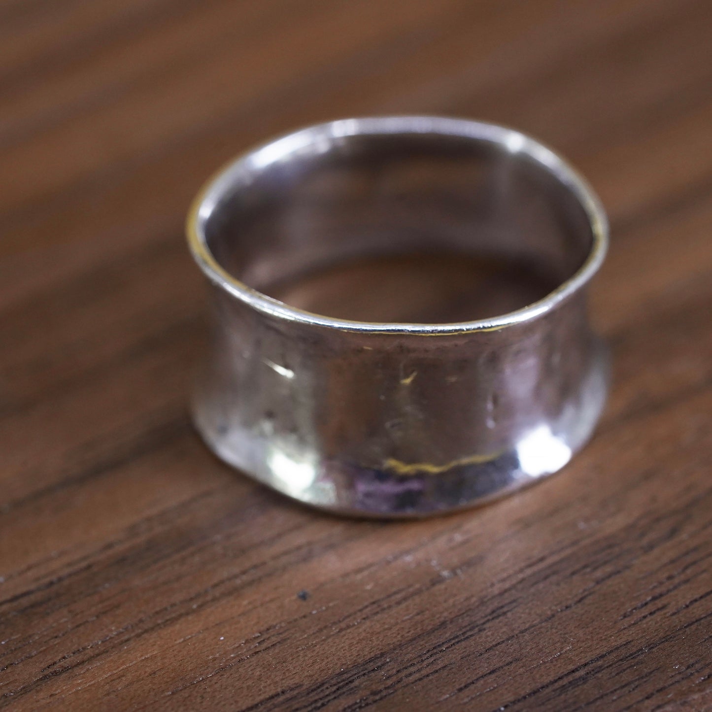 size 6, vintage Mexican Sterling silver handmade ring, 925 wide ribbed band