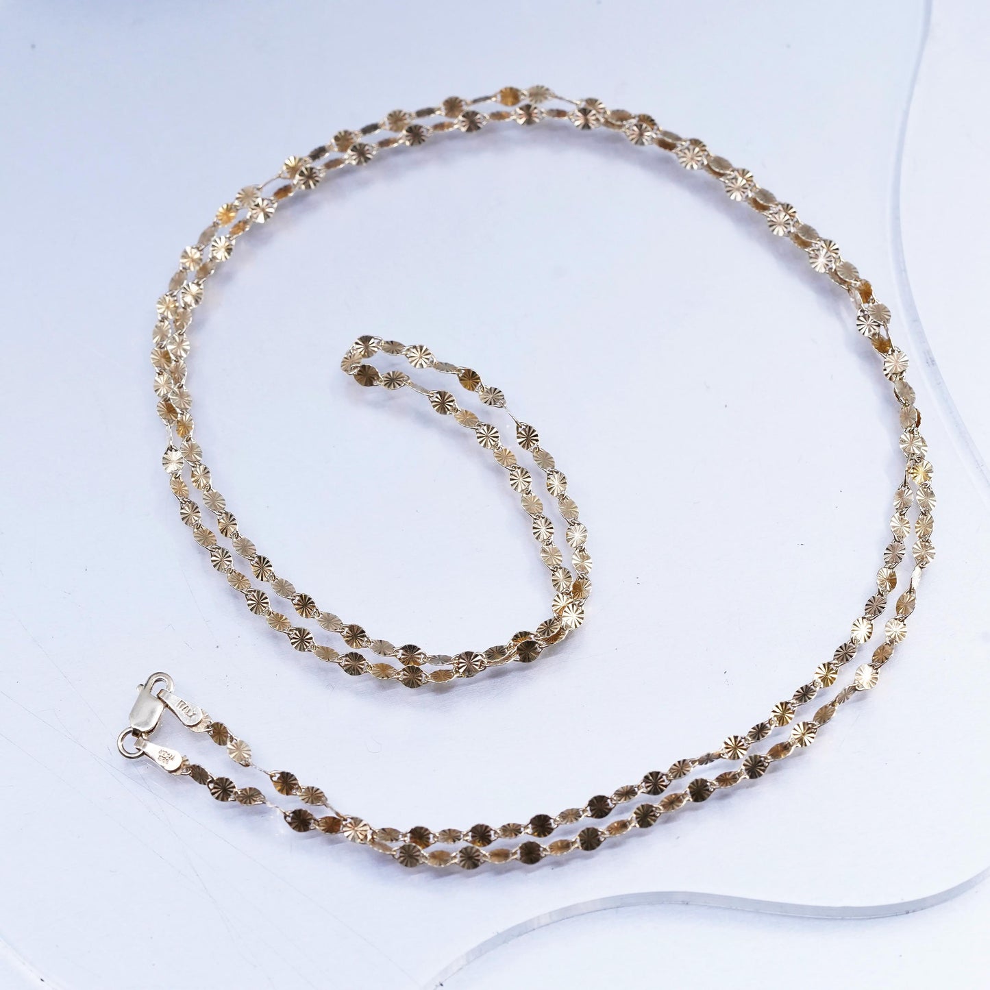 30" Italian Danecraft vermeil gold over Sterling 925 silver snowflake necklace