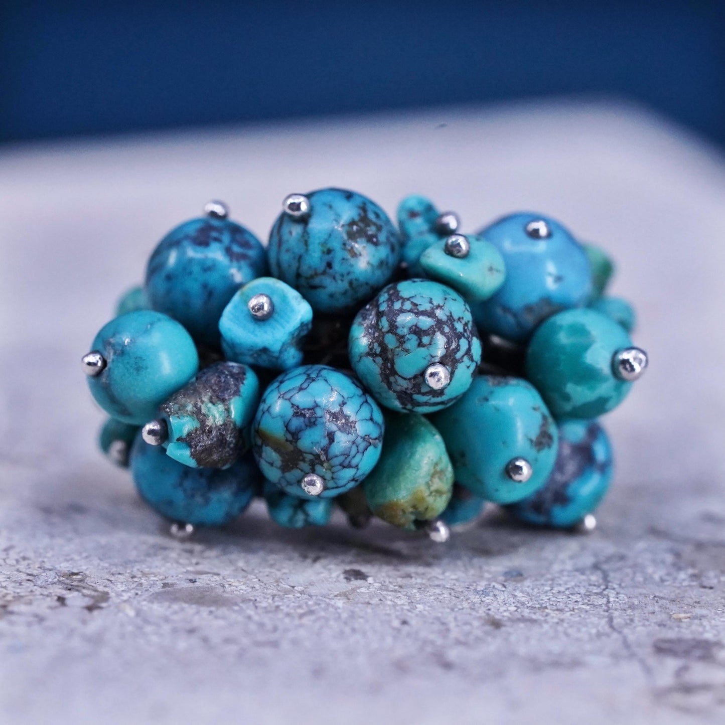 Size 7.25, Sterling 925 silver ring, Native American, southwestern turquoise