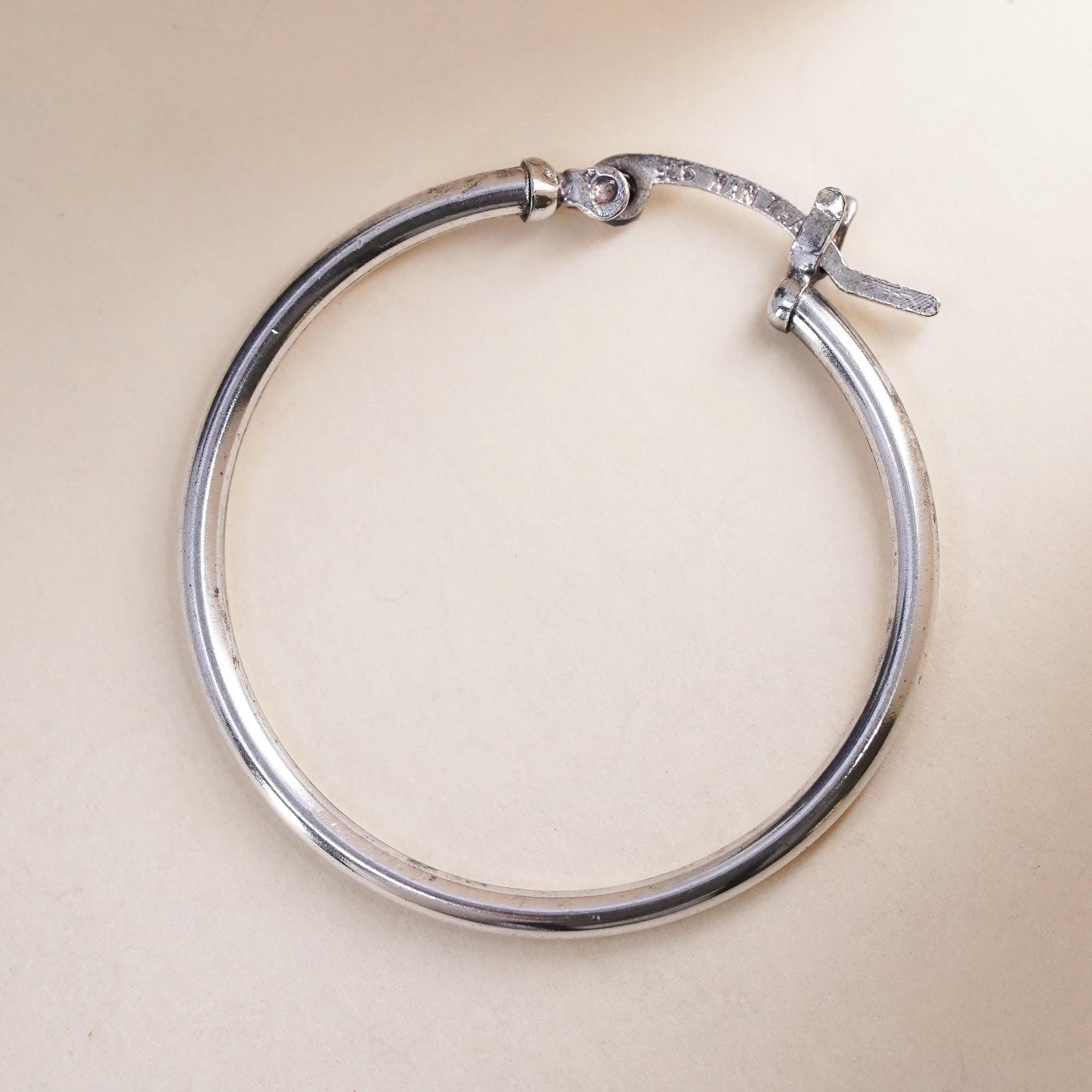 1.25", Vintage sterling silver loop single earring, minimalist primitive hoop
