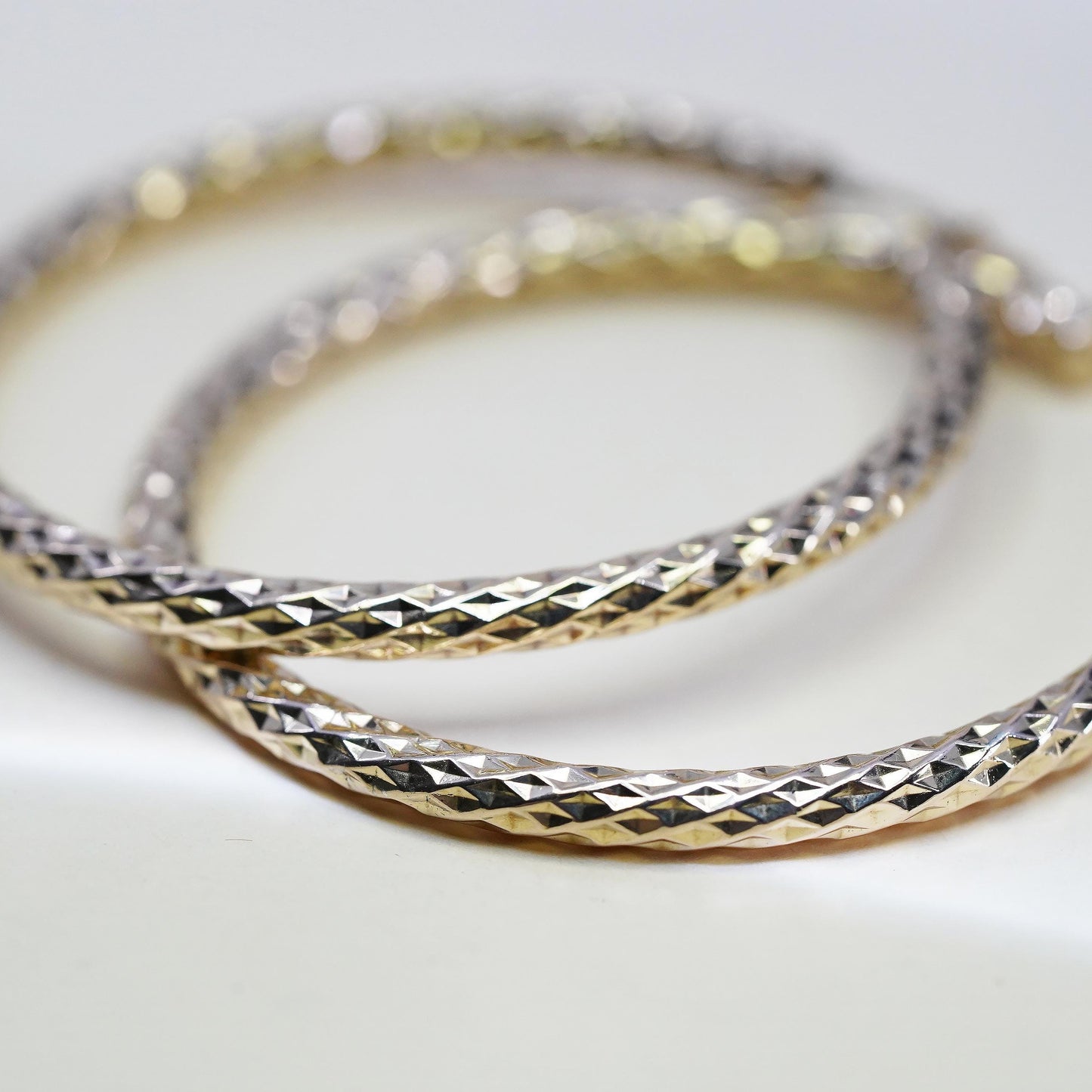 2.25”, Italian Vior yellow gold plated sterling silver 925 hoops earrings