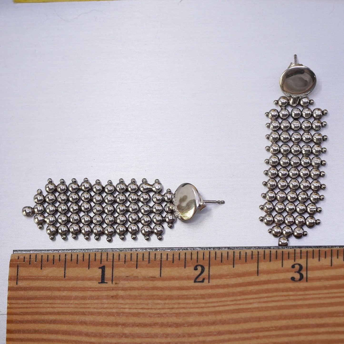 Vintage Italian Sterling silver handmade earrings, 925 beads drops