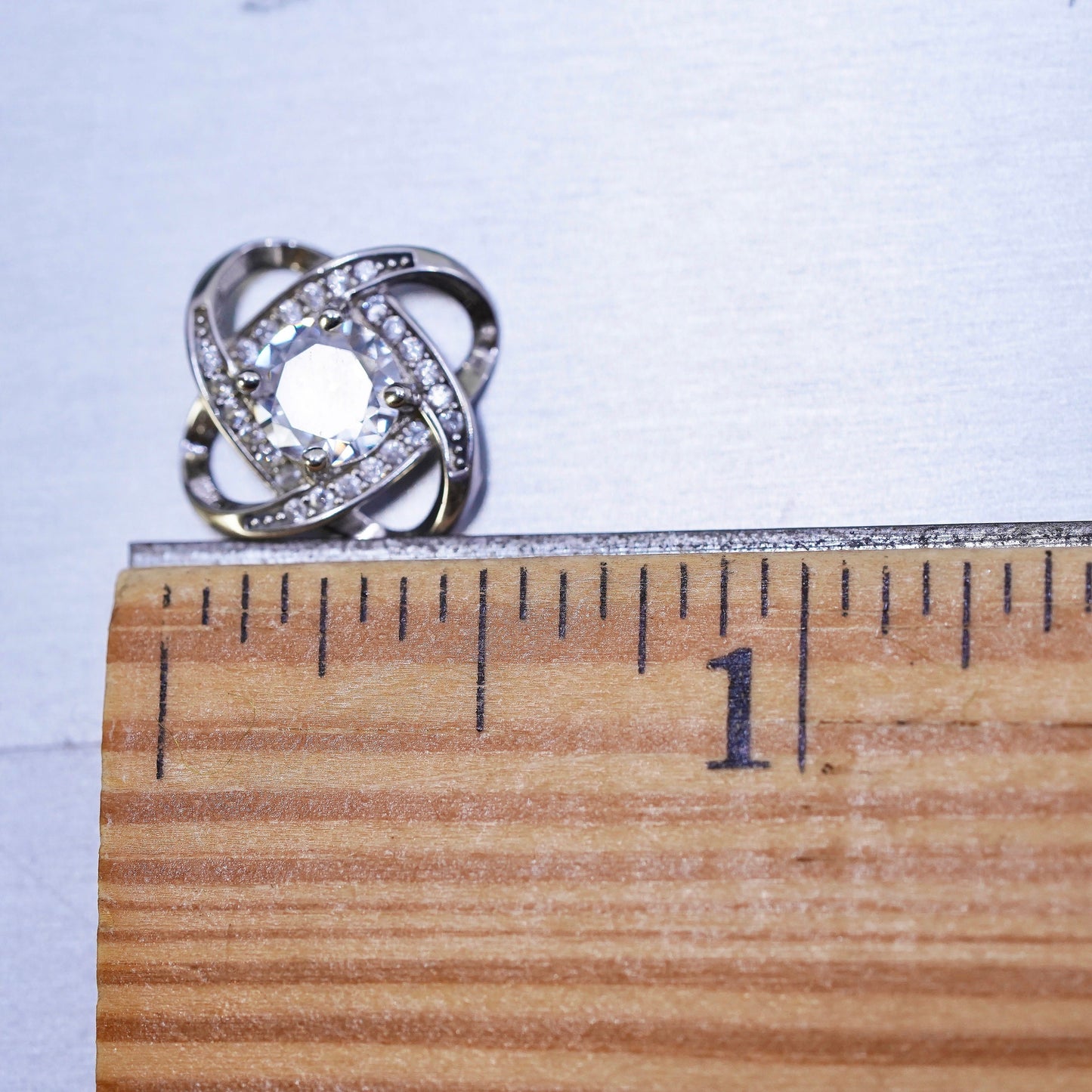 Vintage sterling silver cz crystal pendant, 925 pendant