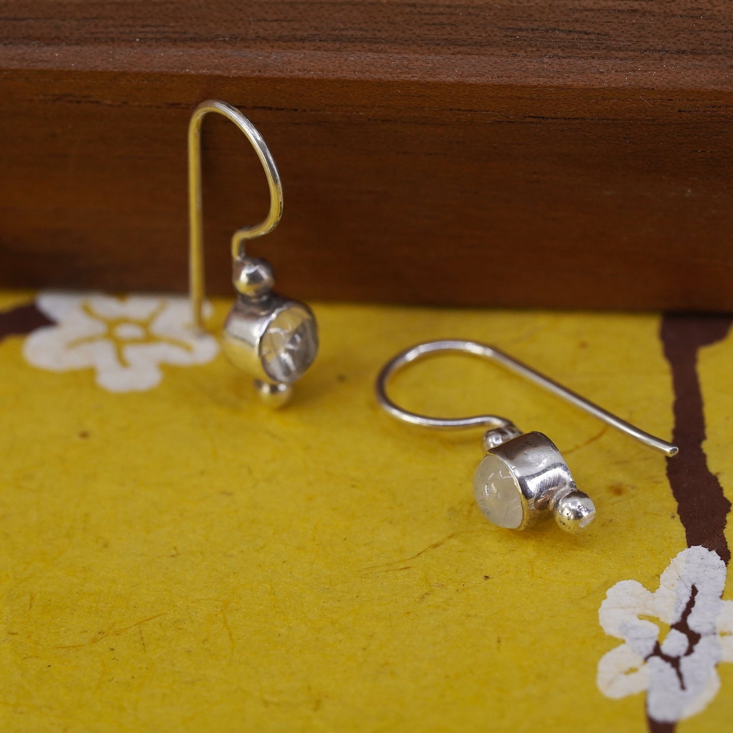 Vintage Sterling 925 silver handmade earrings with moonstone