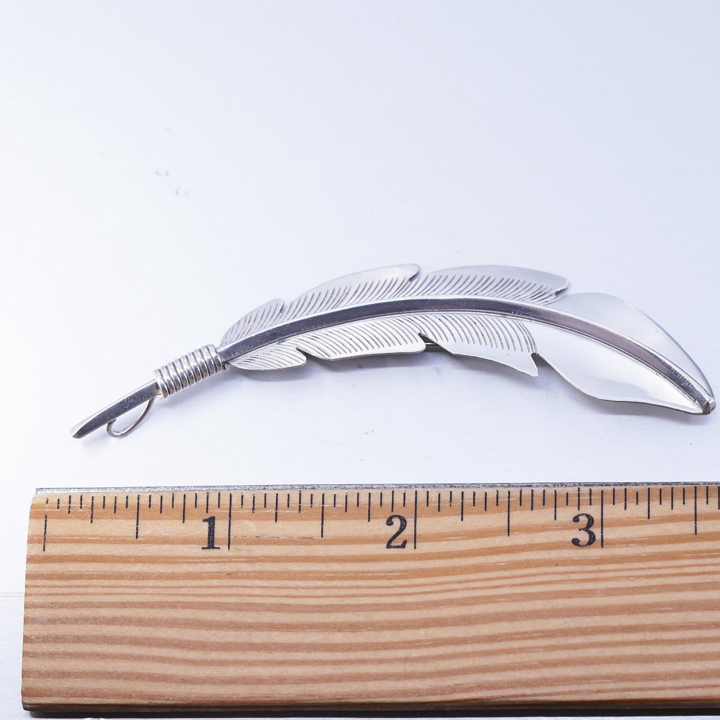 Native American Ben Livingston Sterling 925 Silver feather Brooch pendant