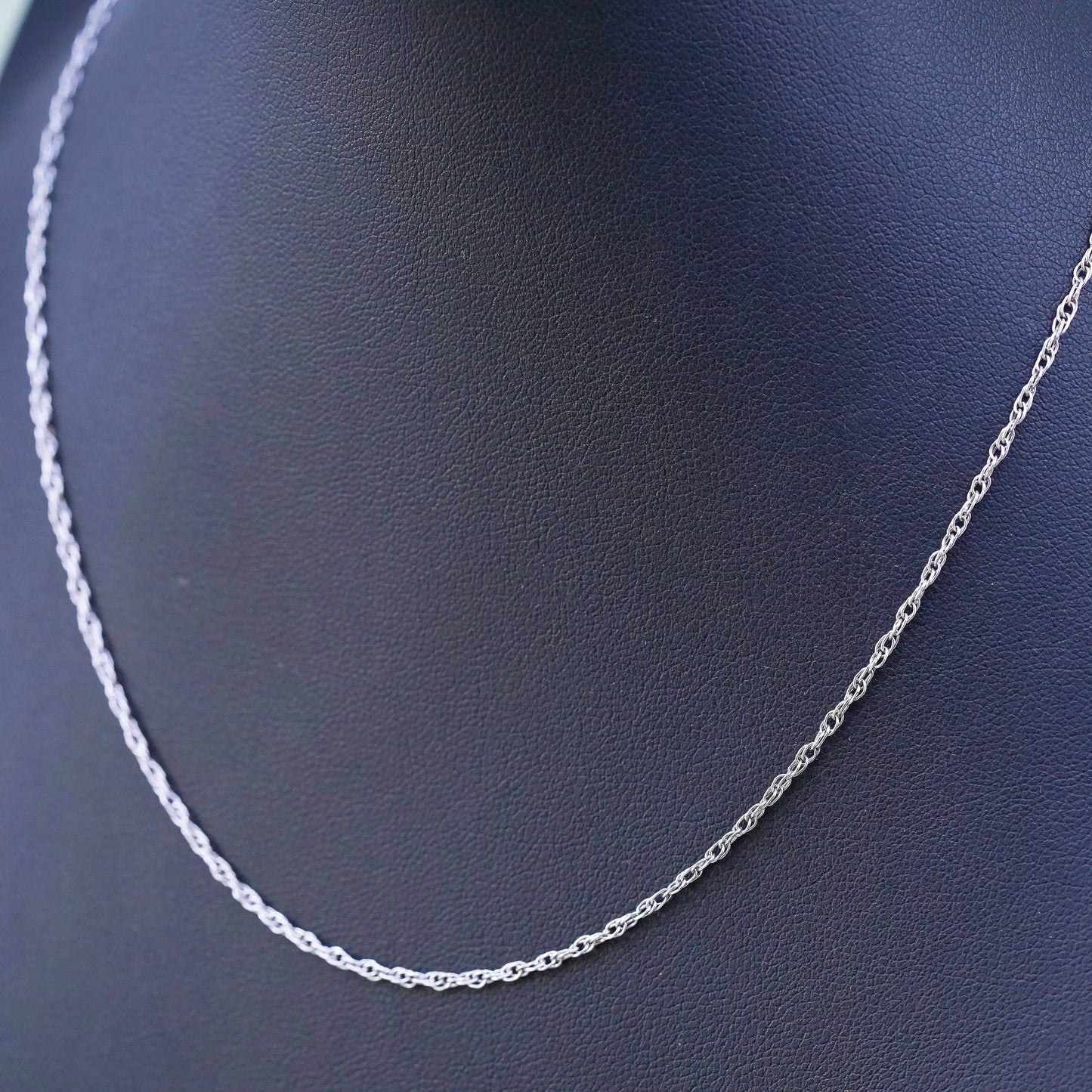 16”, 1mm, vintage Sterling silver necklace, 925 Singapore rope chain