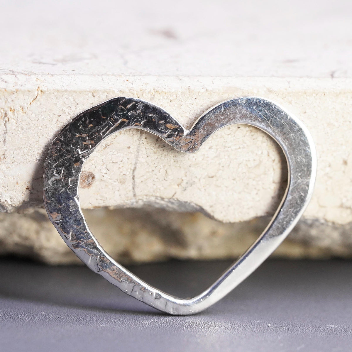 Vintage Southwestern Sterling silver handmade pendant, textured 925 heart charm