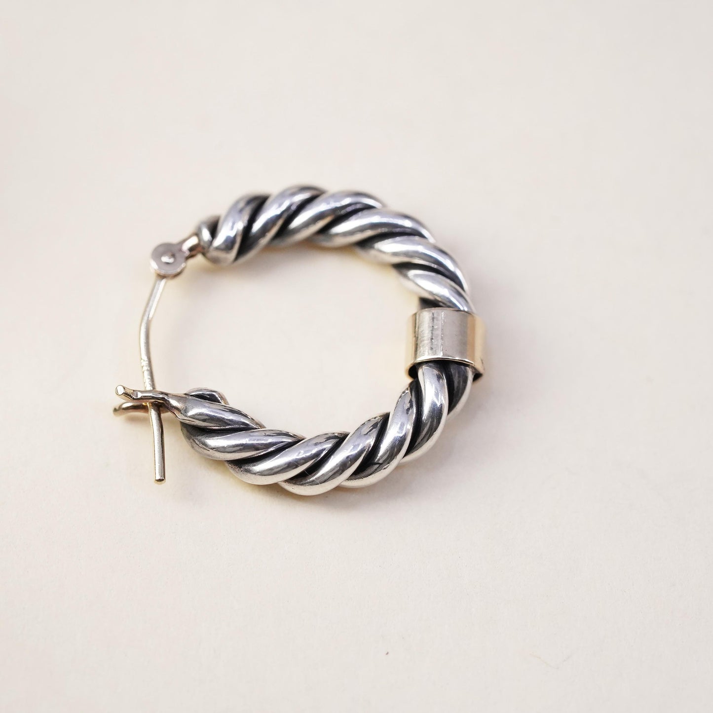 0.75” NABCO Sterling Silver 14k Gold Twisted Cable Rope Hoop single 1 earring
