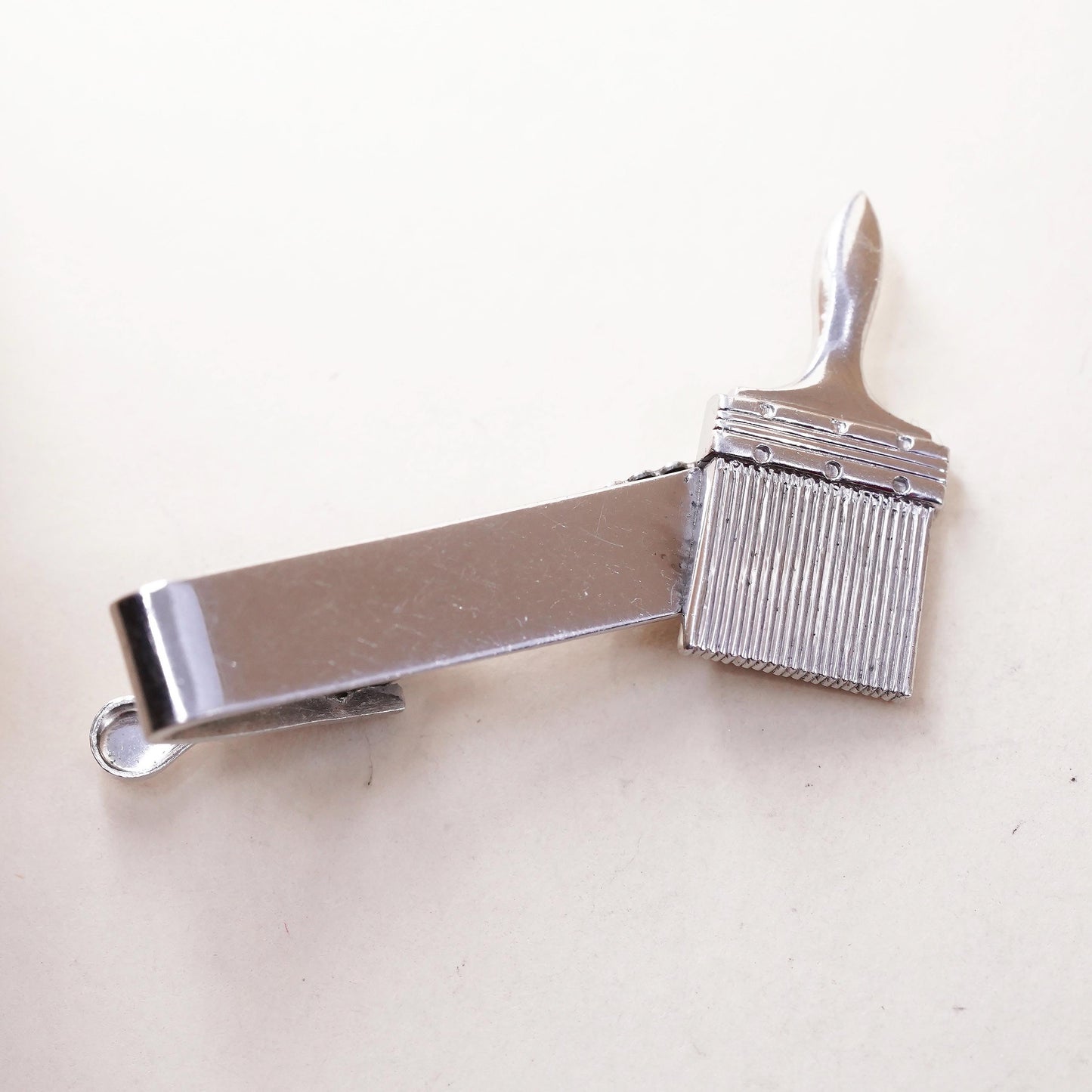 Vintage Baker sterling 925 silver handmade tie clip with paint brush