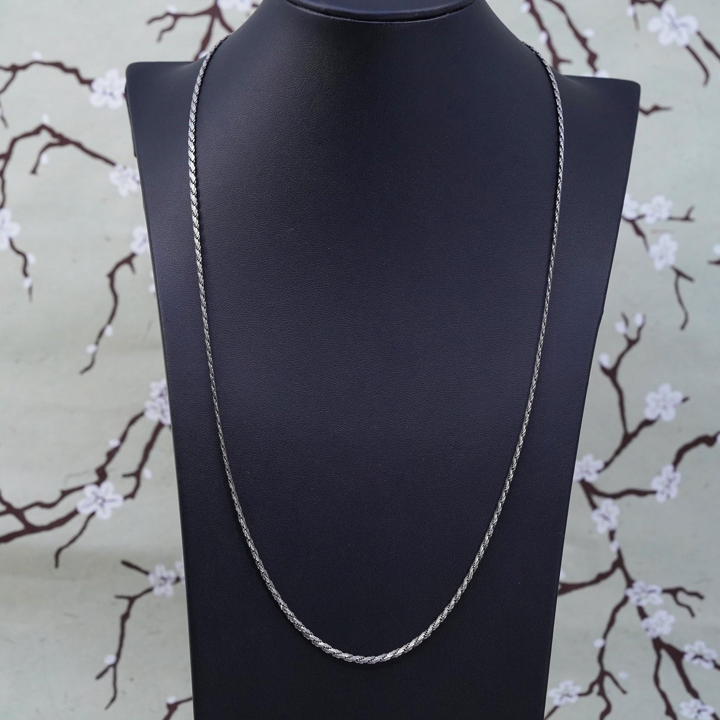24", 3mm, Vintage sterling silver flatten curb chain, 925 men's necklace