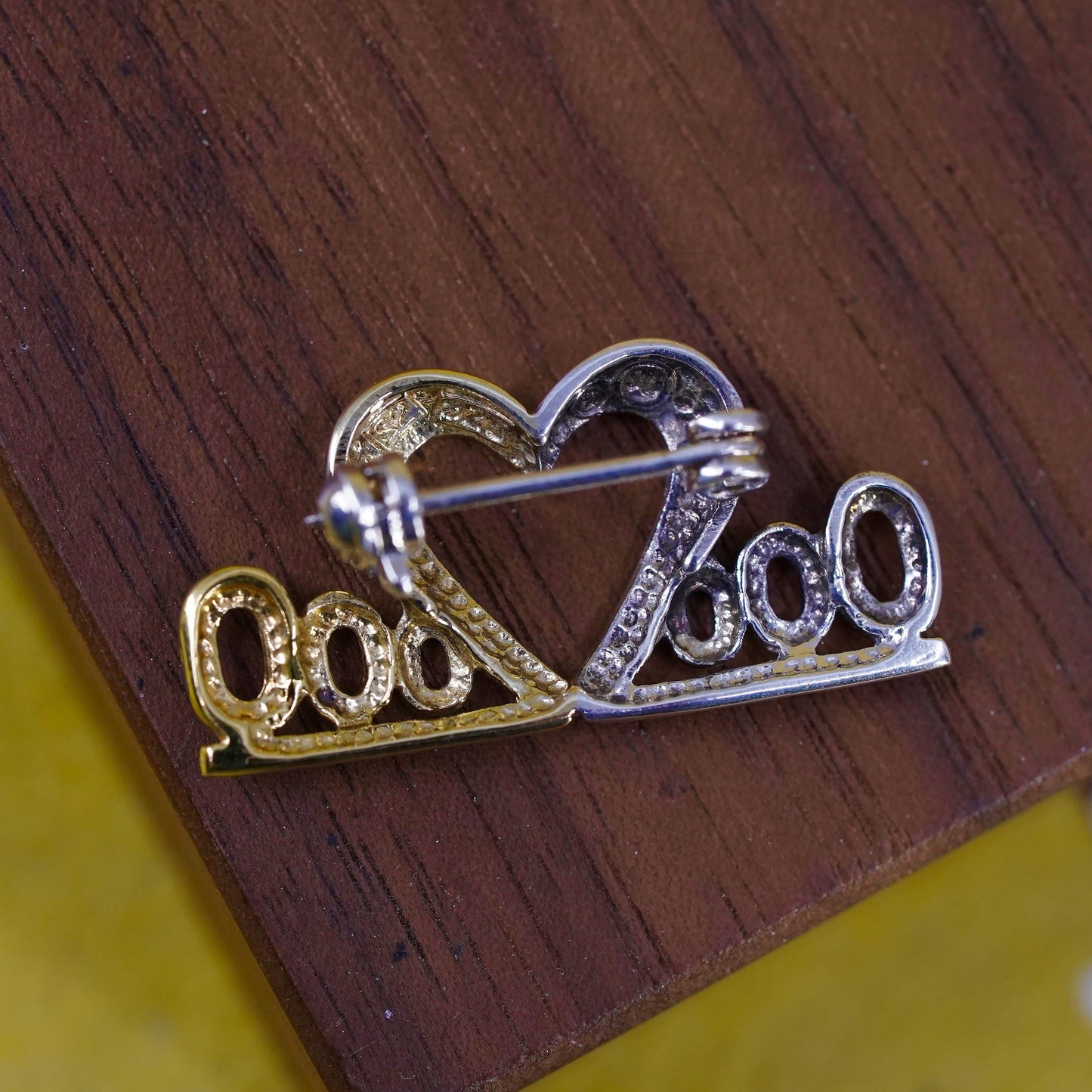 Vintage handmade sterling 925 silver heart brooch