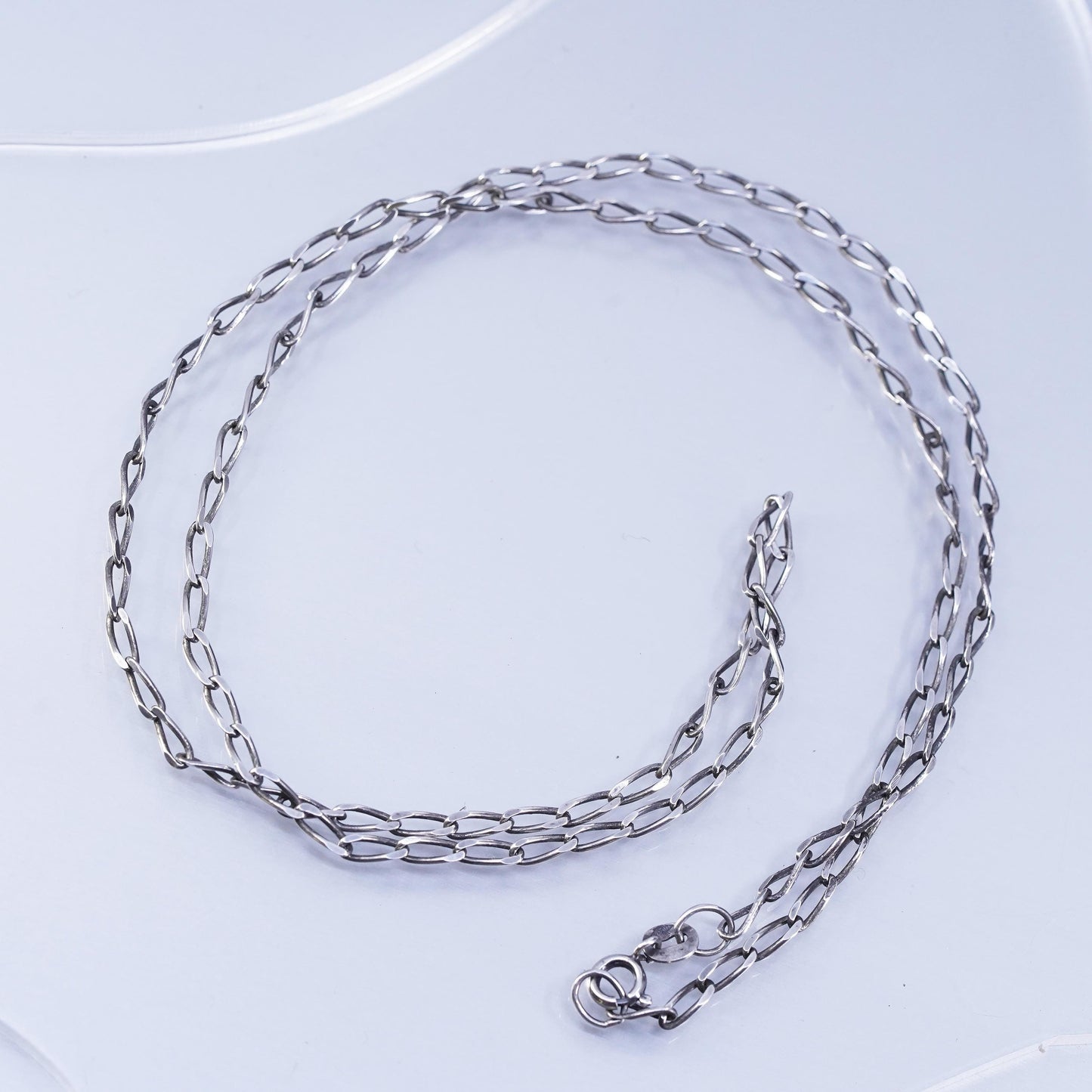 24” 3mm, vintage Mexico Sterling 925 silver curb chain necklace