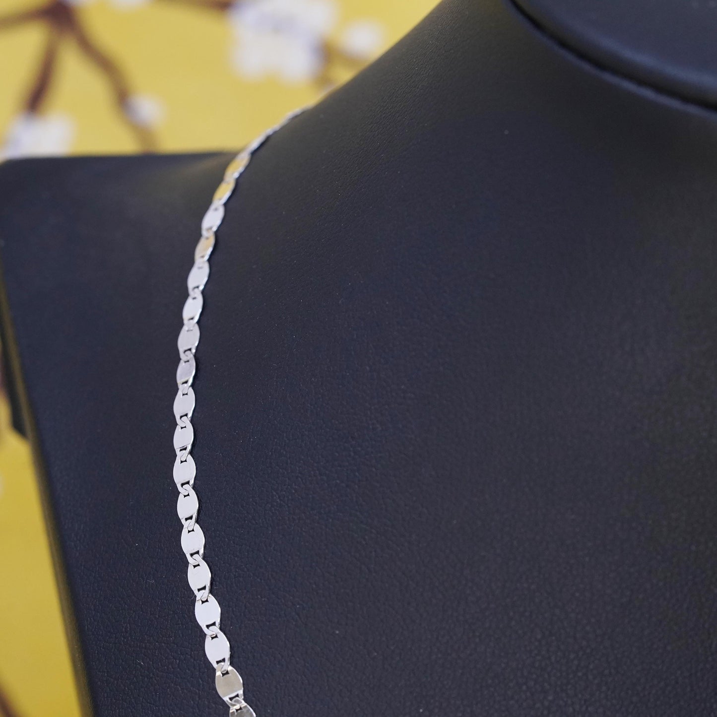 18", 3mm, vintage sterling silver flatten nugget chain, Italy 925 necklace