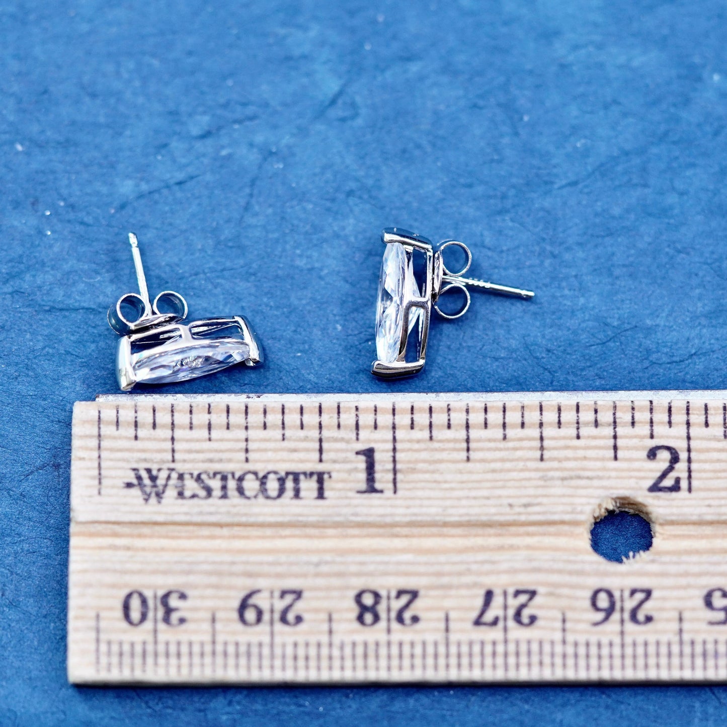 Sterling silver handmade earrings, 925 cz studs