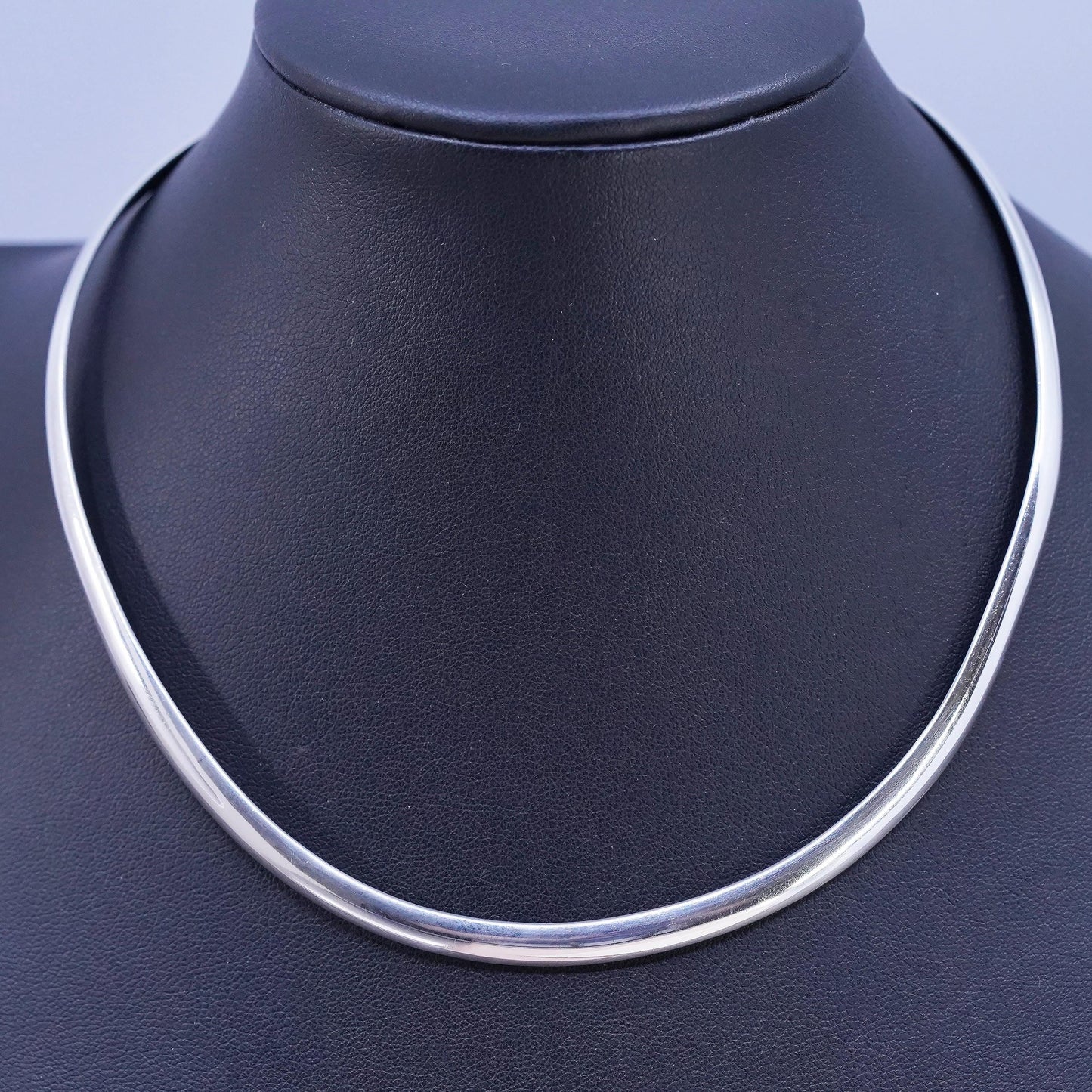 12", vintage Sterling silver handmade necklace, wavy 925 choker collar necklace