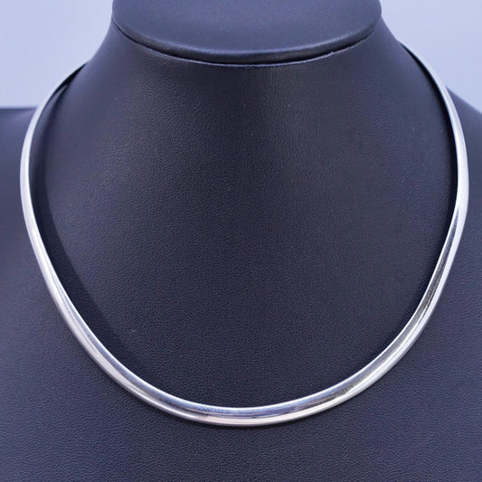 12", vintage Sterling silver handmade necklace, wavy 925 choker collar necklace