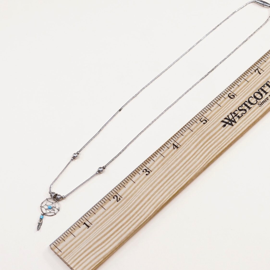 16", Vintage Native American Navajo Sterling silver handmade necklace, solid 925 silver liquid silver chain with turquoise feather pendant,