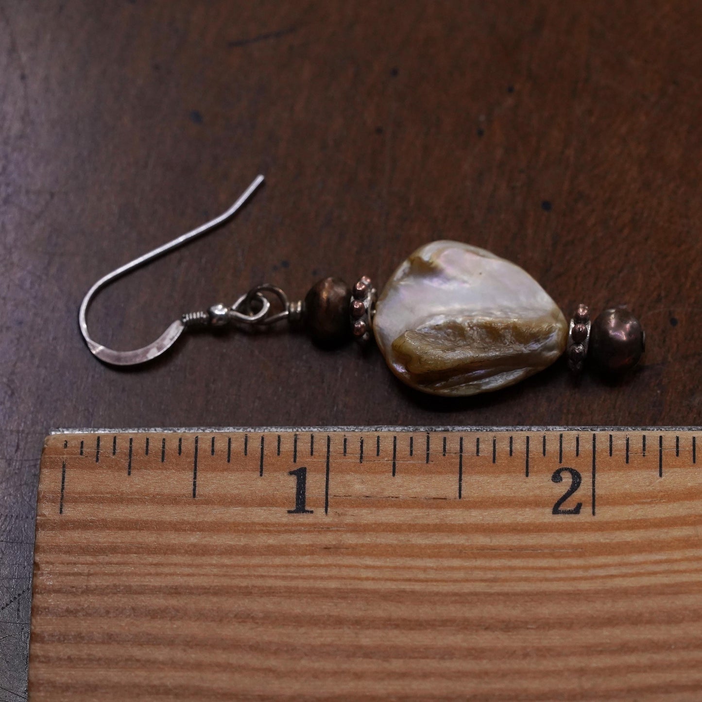 Vintage sterling 925 silver handmade single earring with mother of pearl pearl