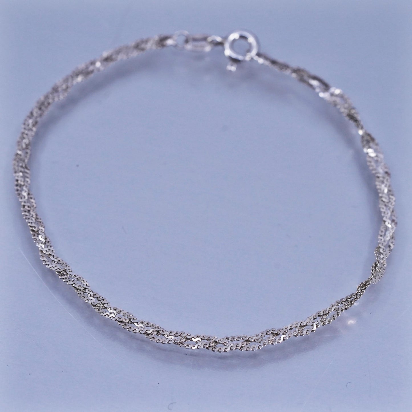 7.25”, 3mm, Vintage Italian Sterling 925 silver woven S link bracelet