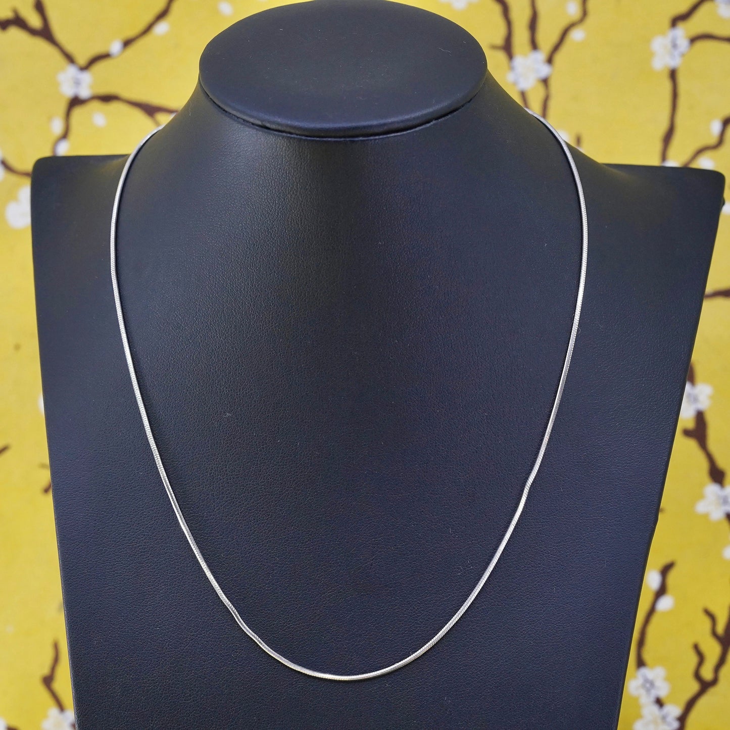 18", 1mm, vintage Sterling silver necklace, Italy 925 square snake chain