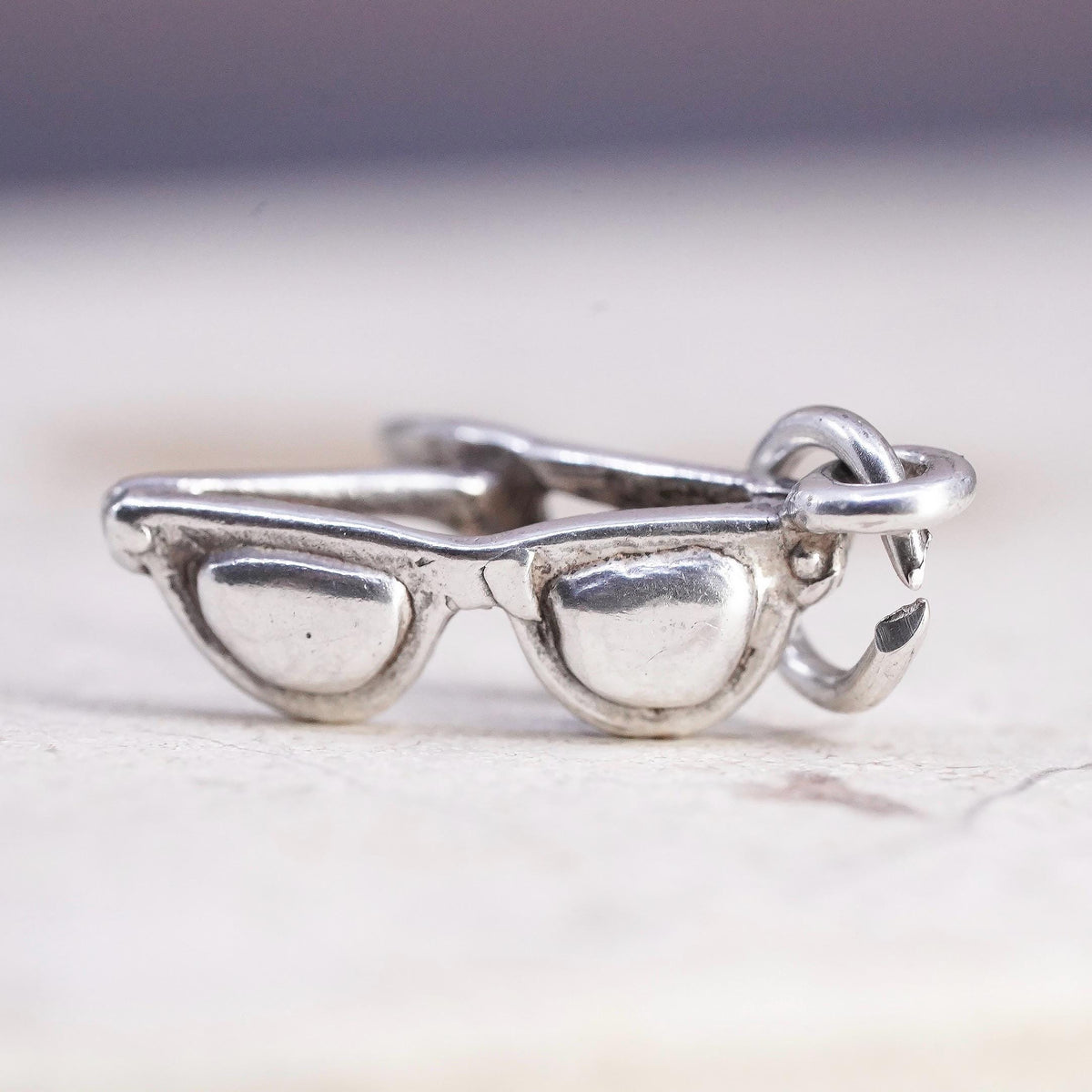 Vintage Sterling silver handmade pendant, solid 925 sunglasses charm