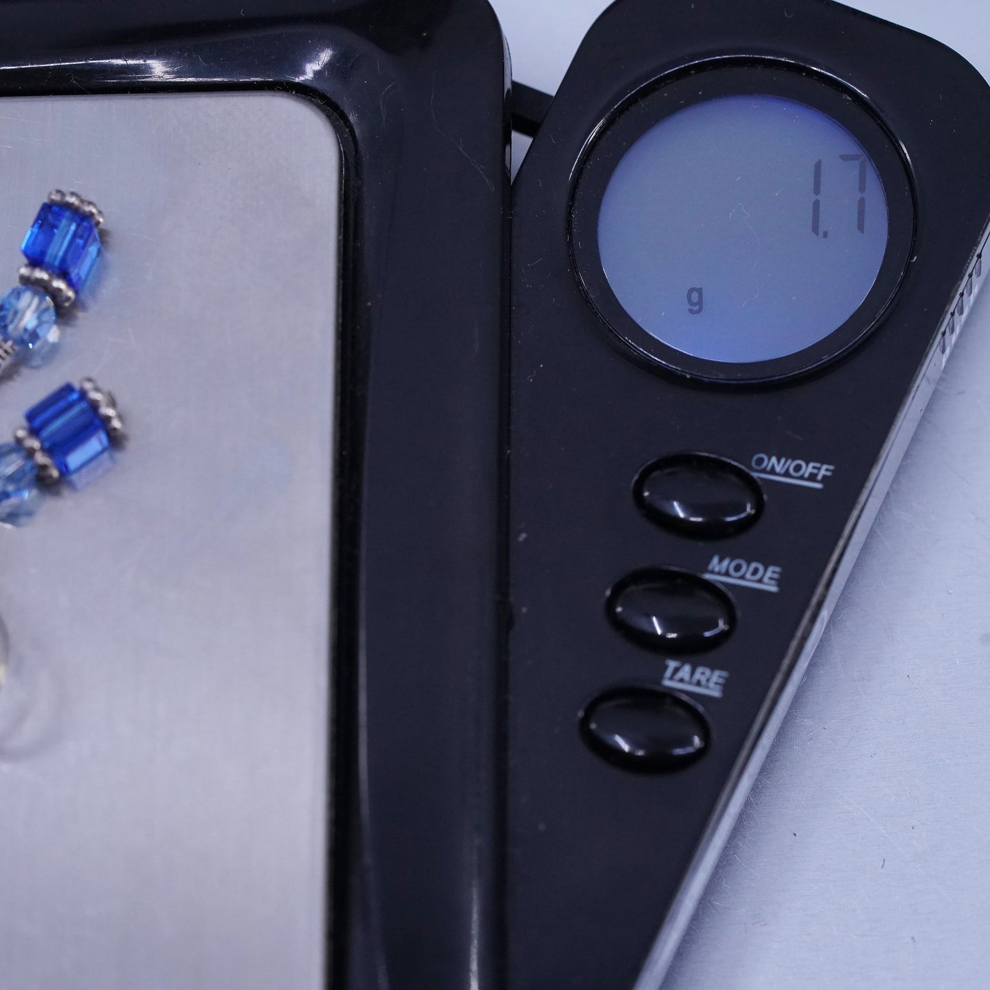 Vintage Sterling 925 silver earrings with blue crystal cube