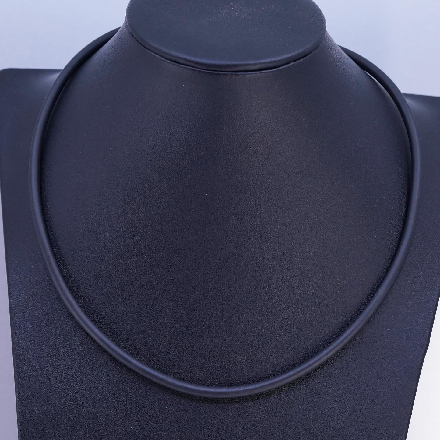 18" 4mm, vintage 925 Sterling Silver Handmade black rubber Necklace