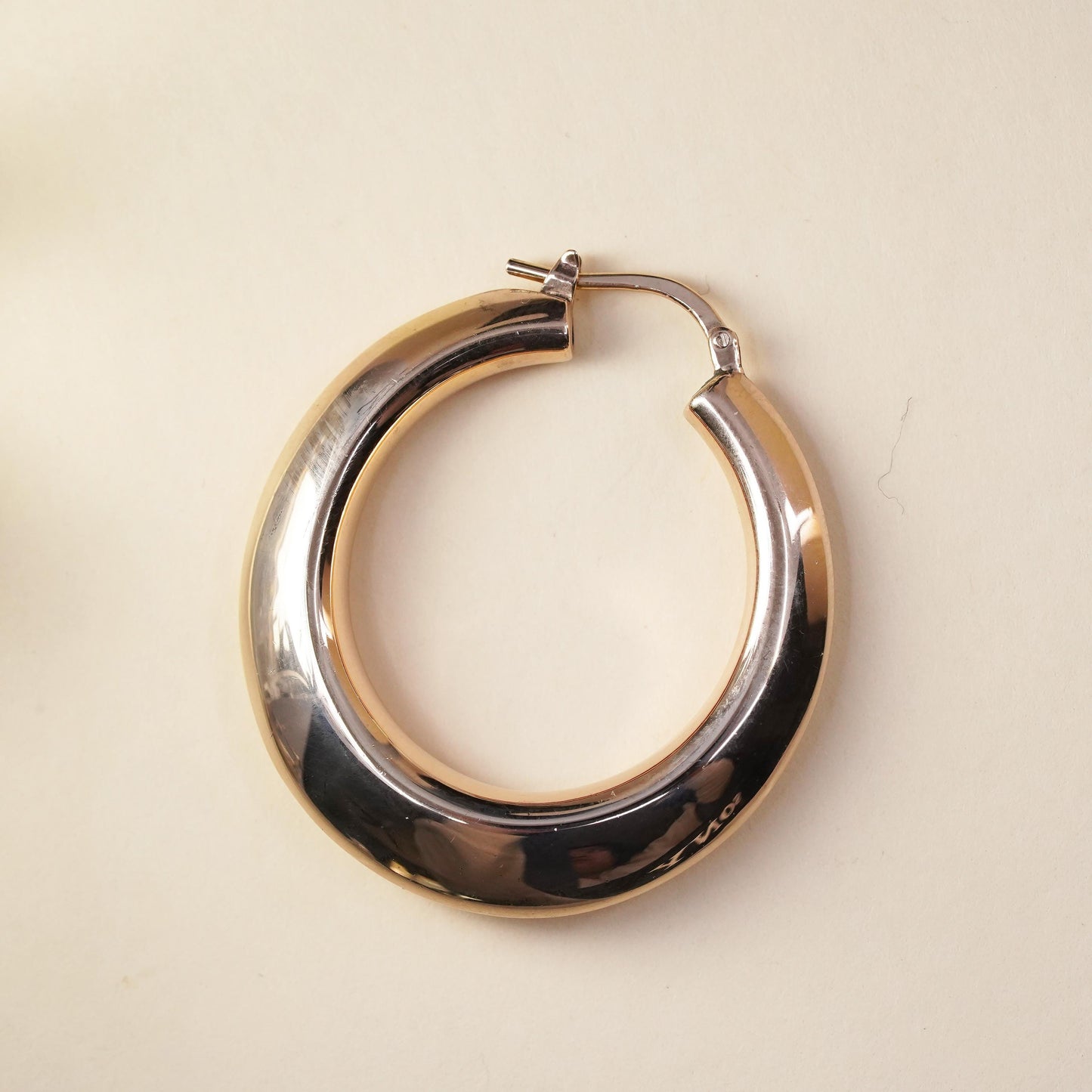 1.5", Italian vermeil gold over sterling 925 silver single earring, hoop