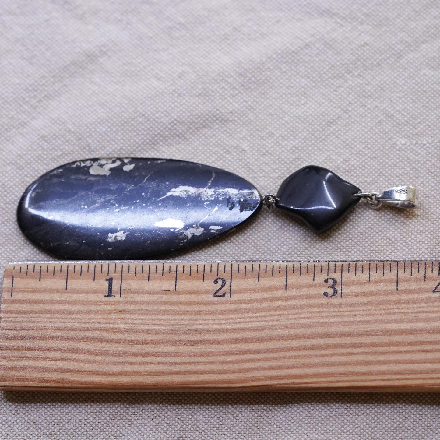 Vintage Sterling 925 silver handmade pendant with hematite