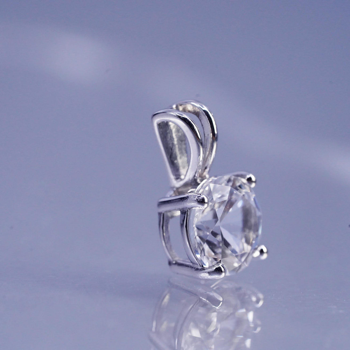 Vintage sterling 925 silver CZ Crystal pendant charm