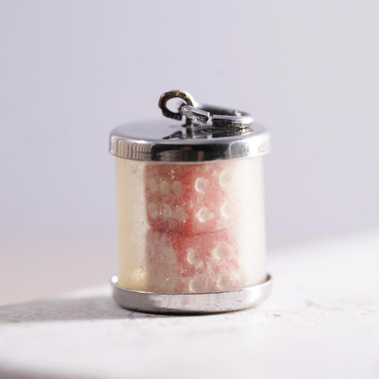 Vintage Sterling silver handmade pendant, 925 red dice charm