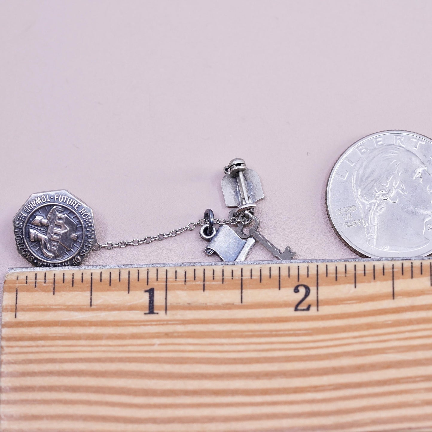 Sterling 925 Silver Future Homemakers Of America Toward New Horizons lapel pin