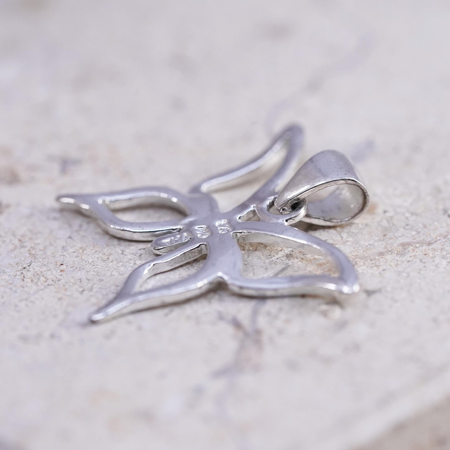 Sterling silver handmade pendant, solid 925 silver butterfly charm