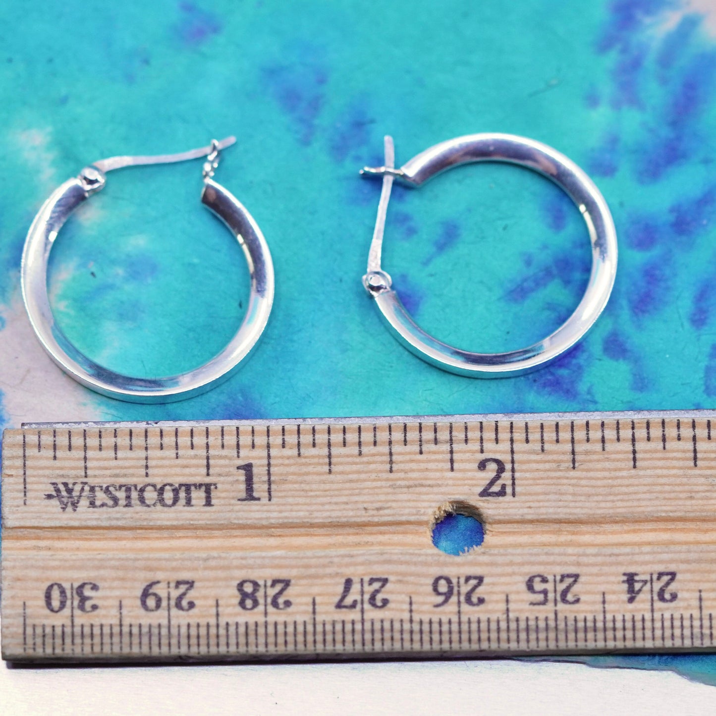 1”, vintage Sterling silver handmade earrings, 925 hoops