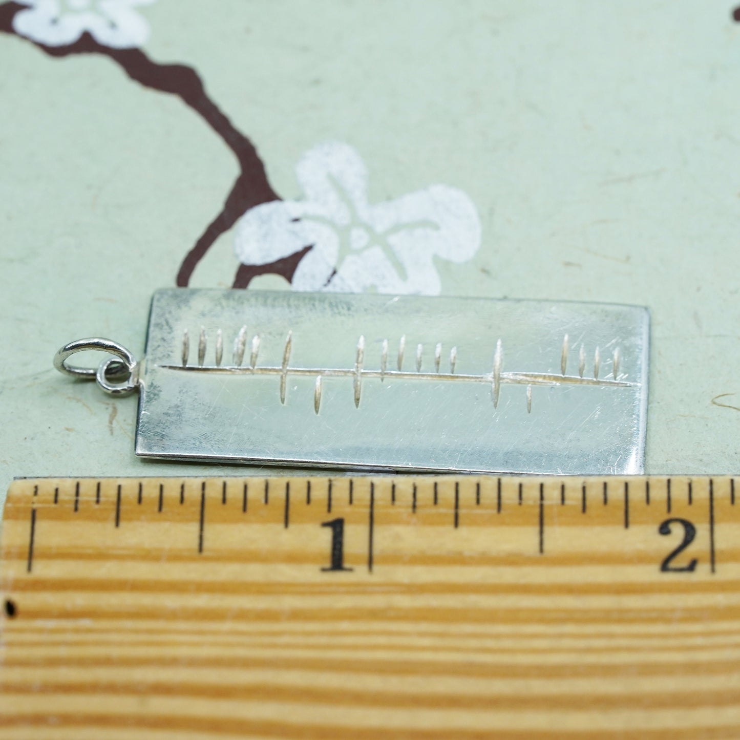 vintage Irish sterling silver 925 handmade tag pendant carved lines