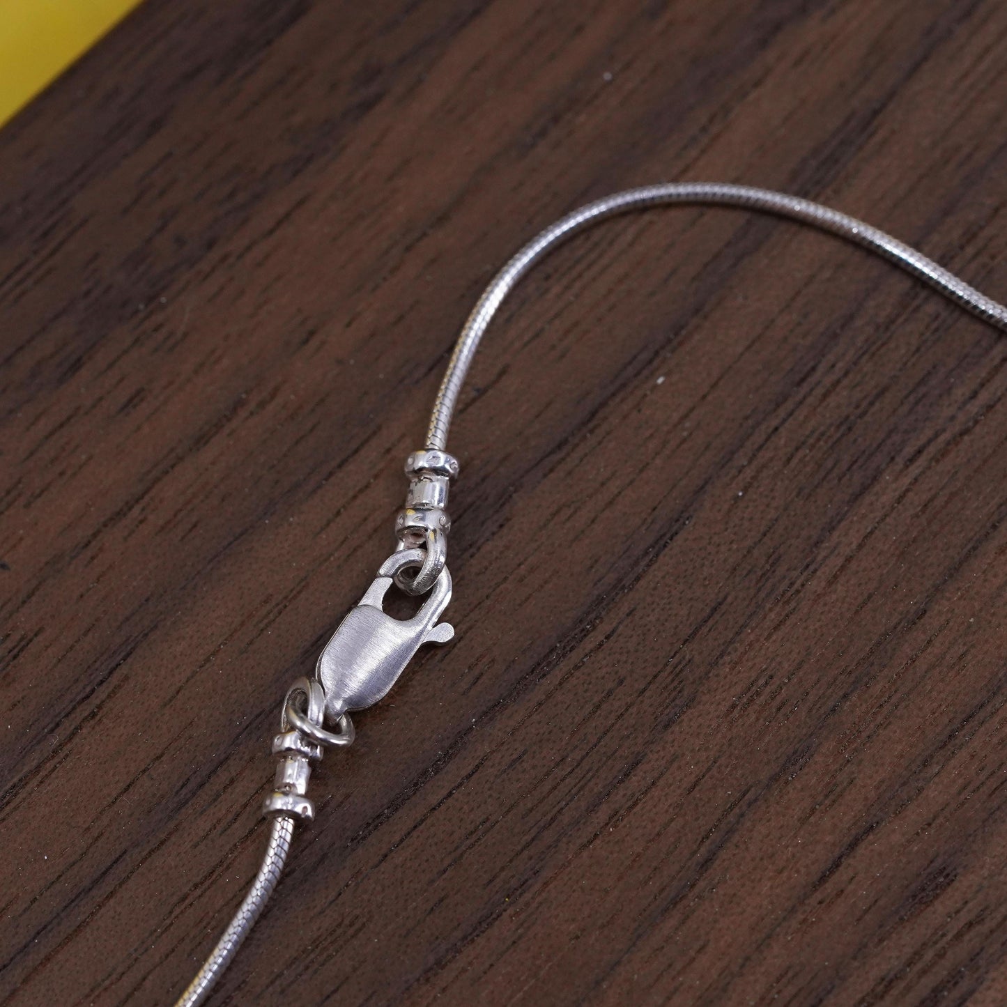 18” Vintage Sterling 925 silver snake chain necklace with fringe pendant