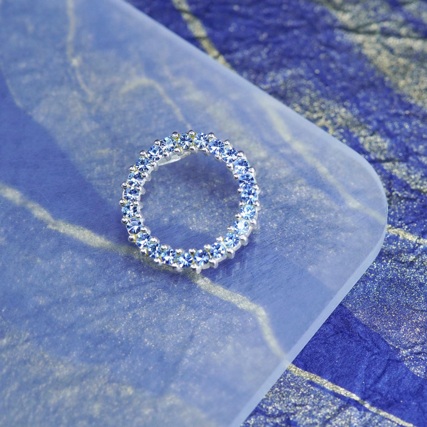 0.5”, Vintage Sterling silver handmade pedant, 925 circle with cluster crystal