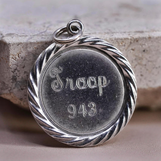 Vintage sterling silver handmade pendant, 925 tag charm engraved Troop 943