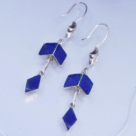 Vintage Native American Sterling 925 silver handmade earrings with lapis lazuli