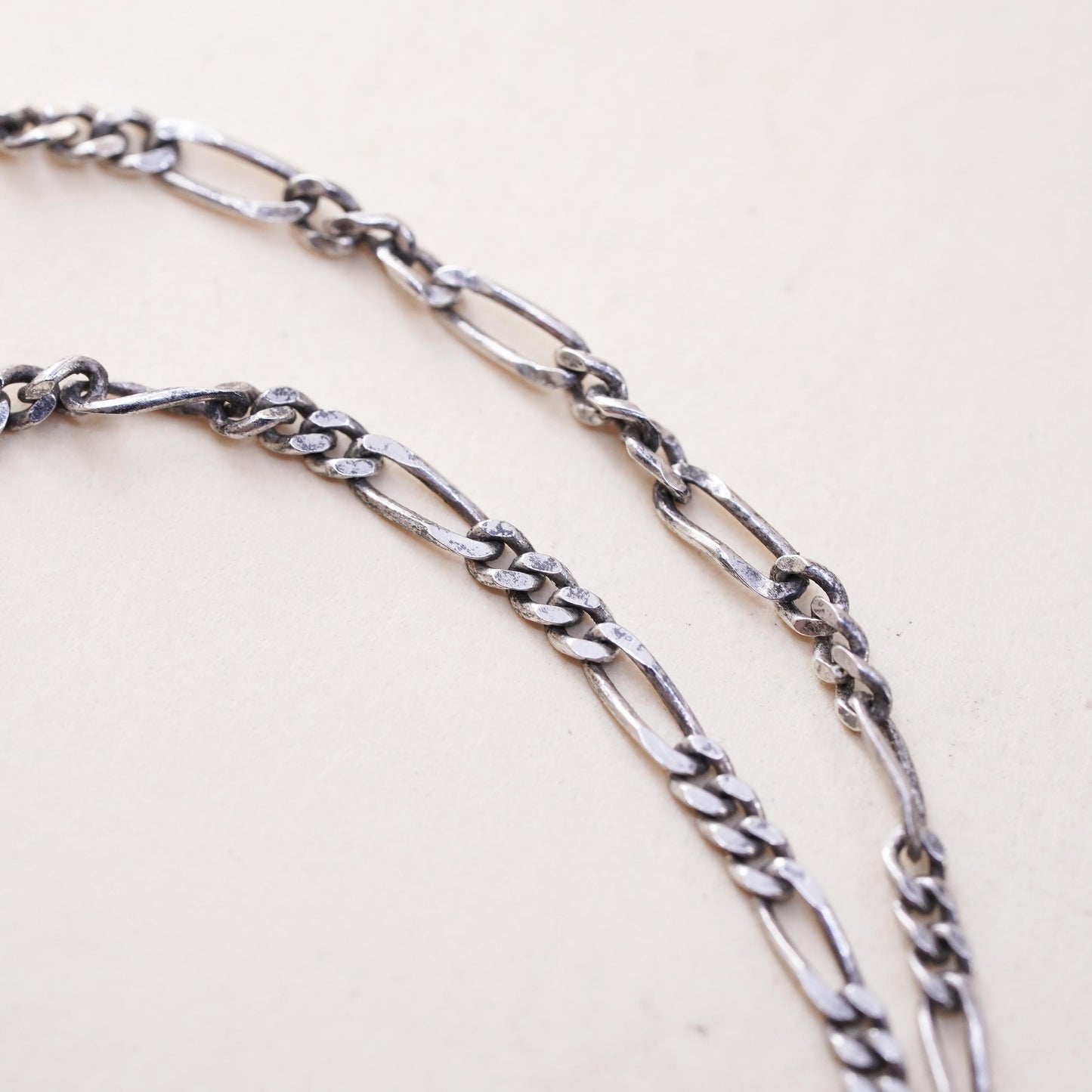 7” 1.6mm, Vintage sterling 925 silver bracelet, Italy figaro chain