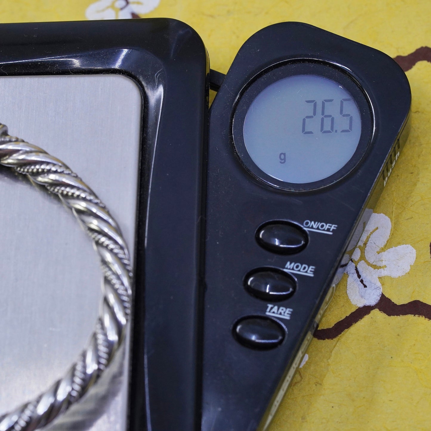 6.75", Vintage sterling silver bracelet, 925 silver cable bangle with ruby ends