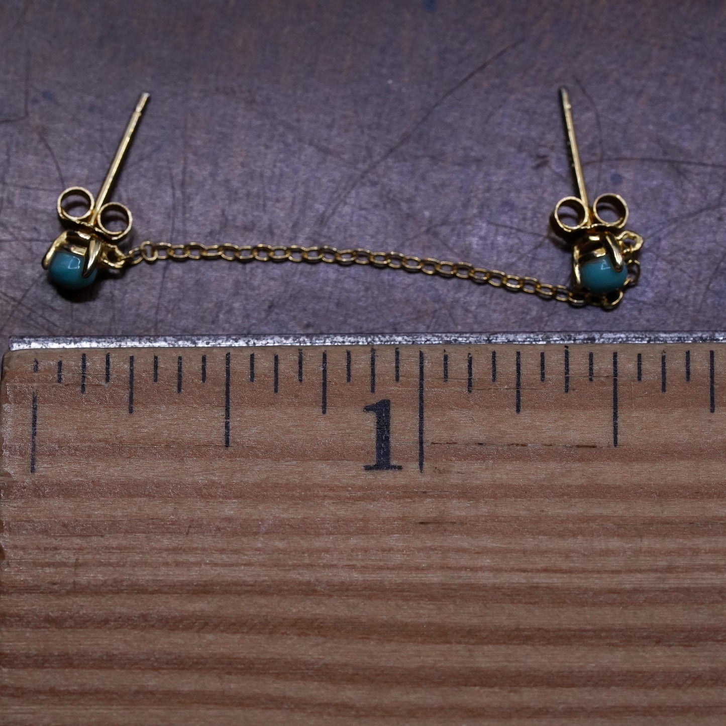 vermeil yellow gold over Sterling silver two earrings, 925 studs with turquoise