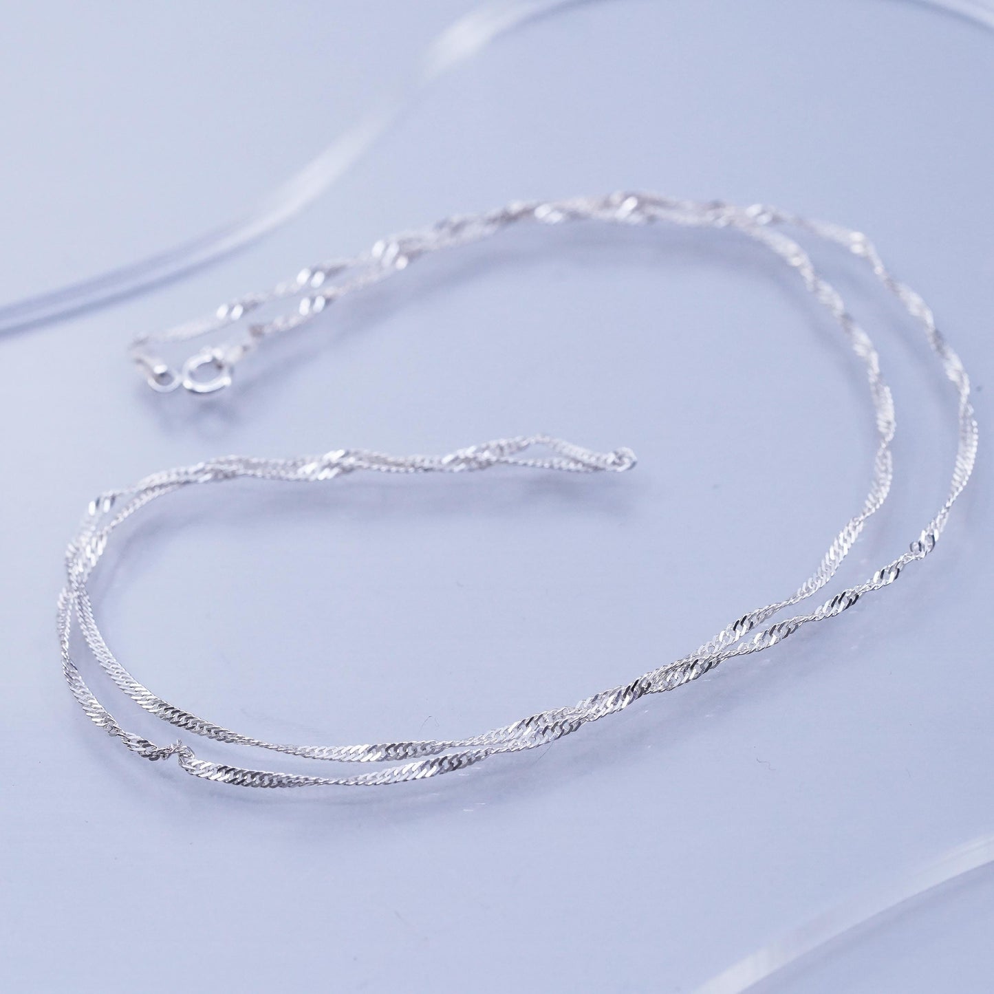 24” 2mm, vintage Italian Sterling 925 silver twisted curb chain necklace