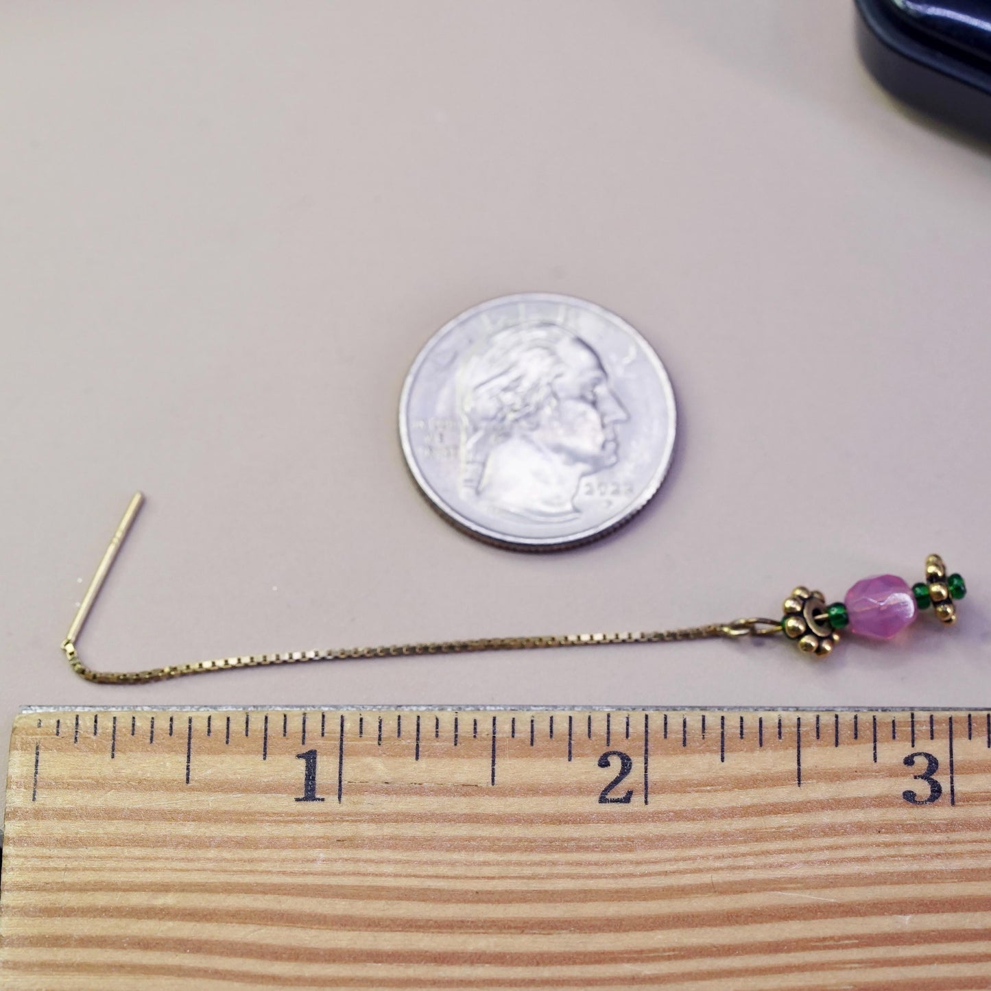 Vintage gold plated Sterling 925 silver handmade earrings pink crystal beads
