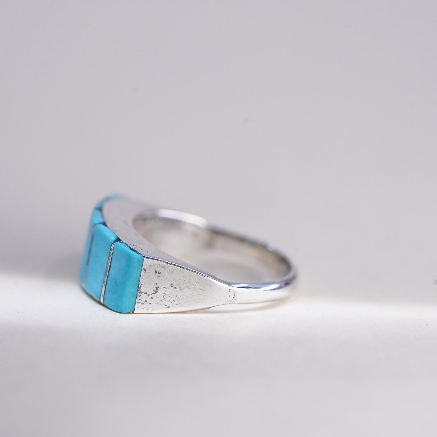 Size 4.25, Native Americans George Kee Sterling silver ring, 925 band turquoise