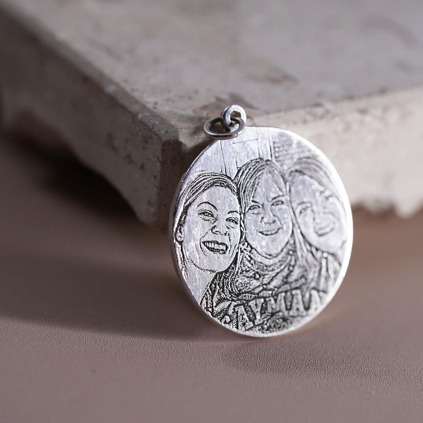 Vintage sterling silver handmade pendant, 925 tag charm with my girls”