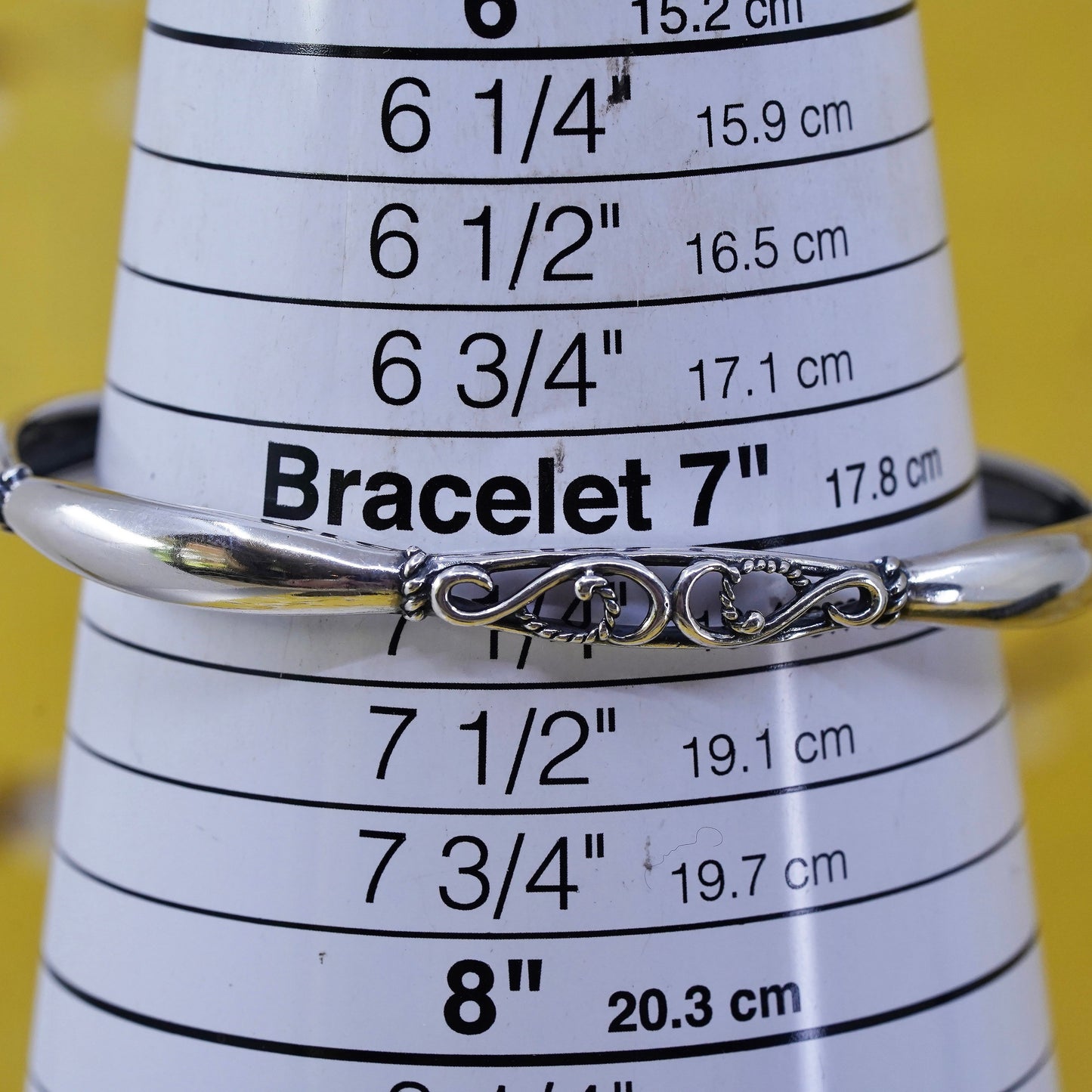 7.25”, Vintage Carolyn pollack Sterling silver bracelet, 925 filigree cuff