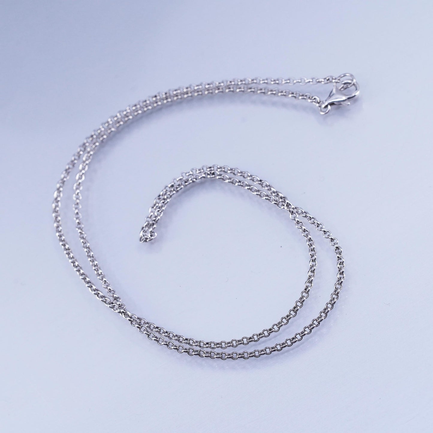 18” 1.6mm, vintage Sterling 925 silver circle chain necklace