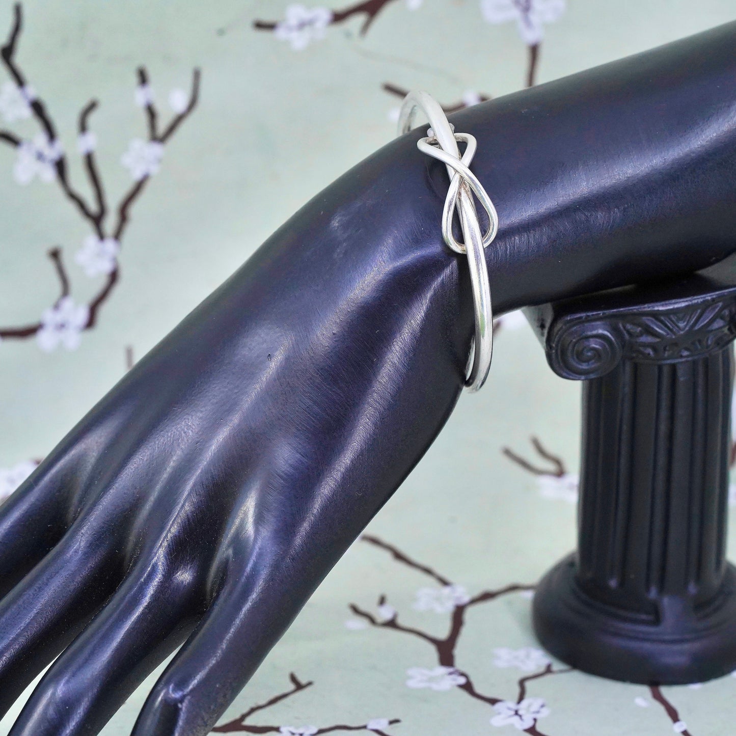 6.5”, vintage Sterling silver handmade bracelet, 925 knot cuff