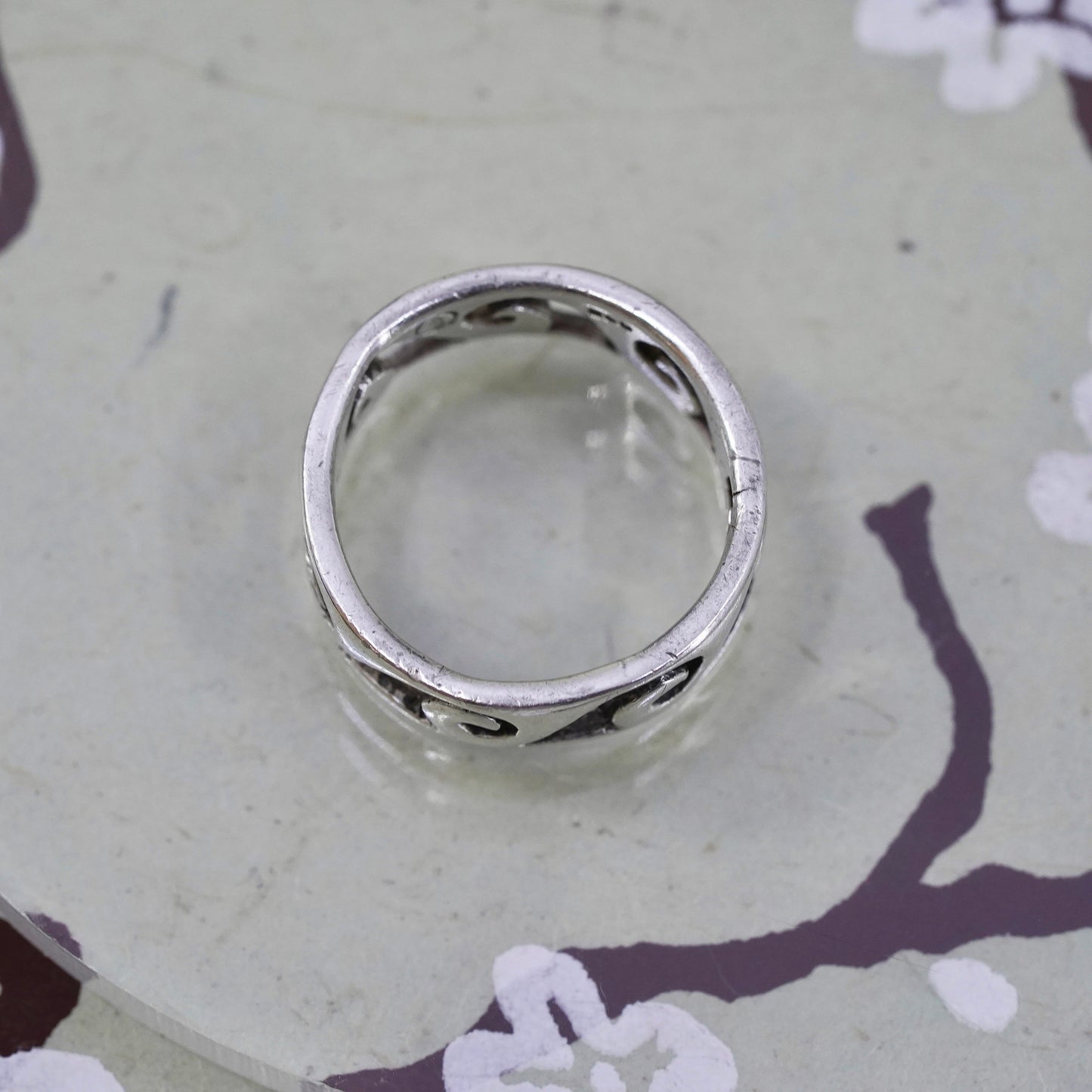Size 5.5, vintage Mexico Sterling silver handmade ring, wavy 925 band
